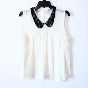 TRUTH NYC White Sheer Sleeveless Flowy Blouse